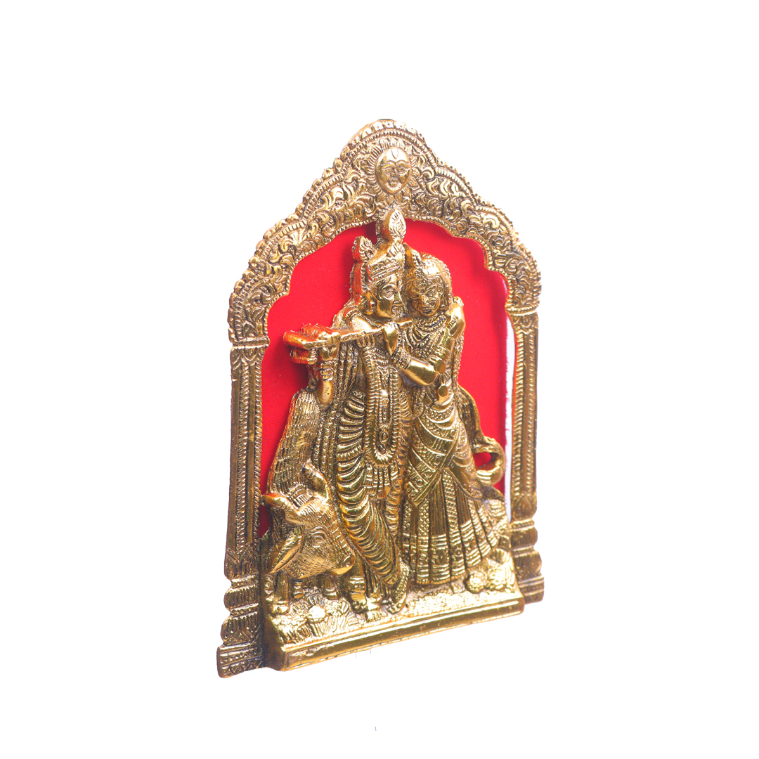 Devnidhii Radha Krishna Wall Hanging in Gold Polish