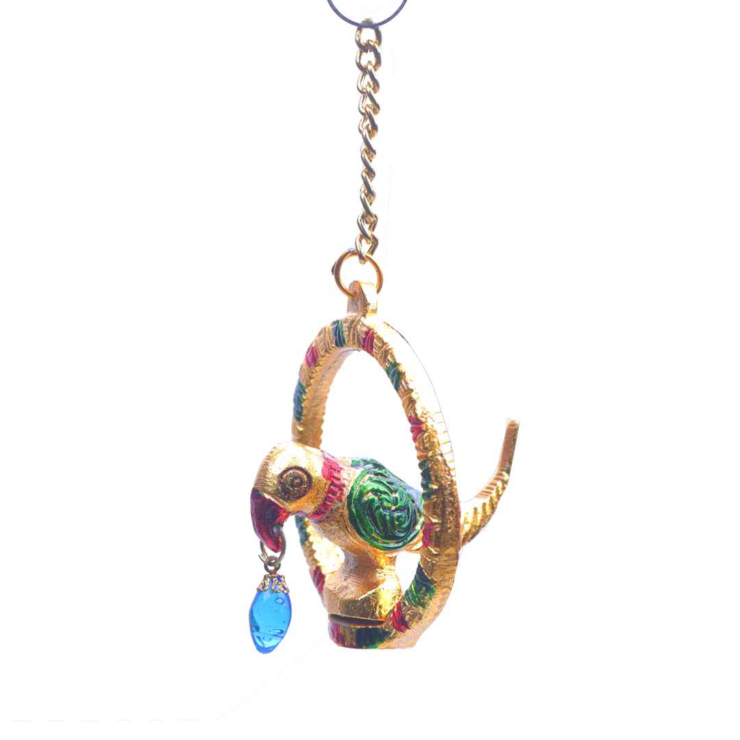 Devnidhii Hanging Parrot Decoration in Gold Polish rratnaidhii