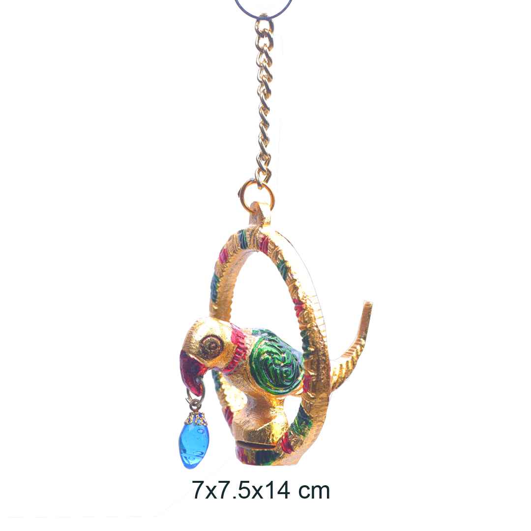 Devnidhii Hanging Parrot Decoration in Gold Polish rratnaidhii