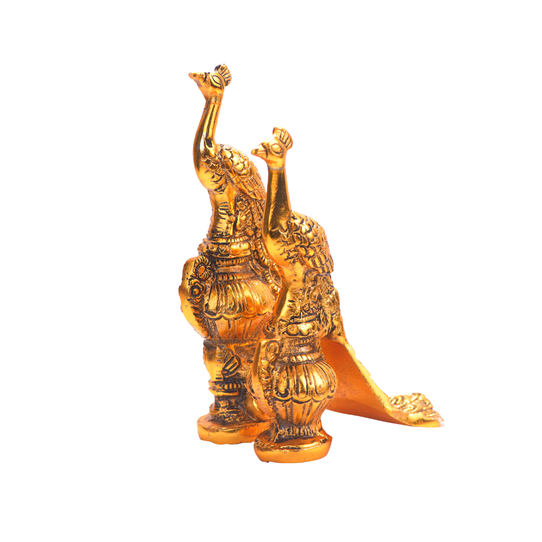 Devnidhii Kissing Peacock in Gold Polish Vastu/ Fengshui