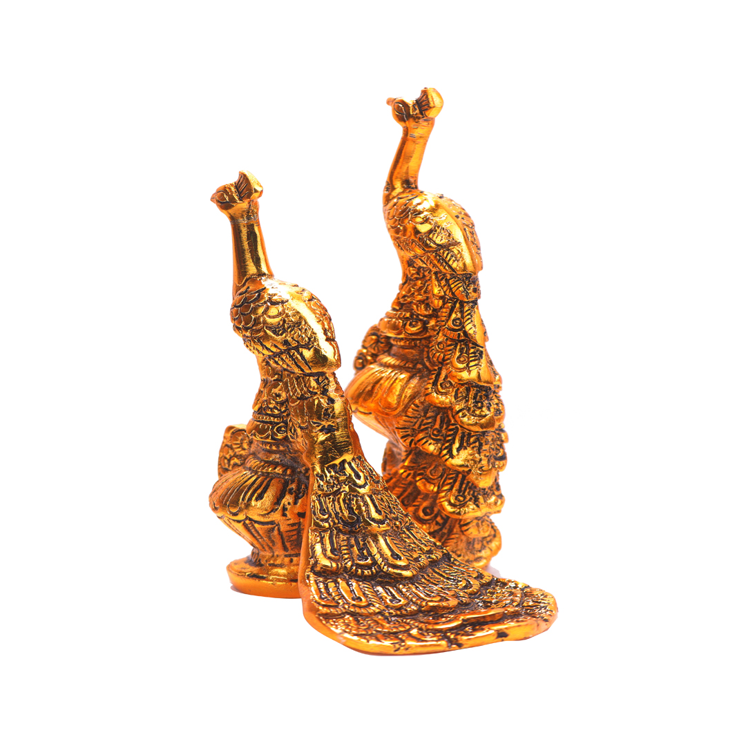 Devnidhii Kissing Peacock in Gold Polish Vastu/ Fengshui