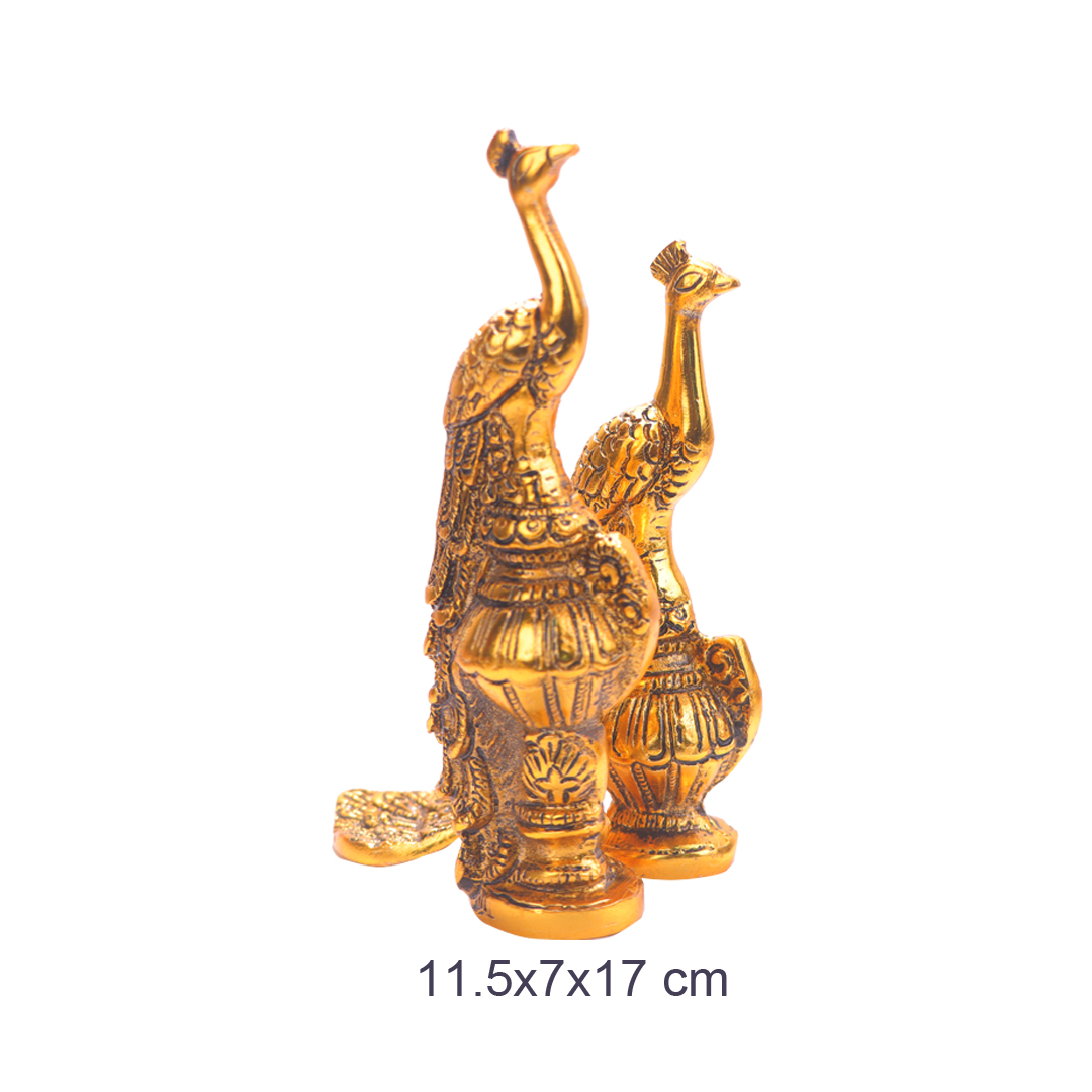 Devnidhii Kissing Peacock in Gold Polish Vastu/ Fengshui