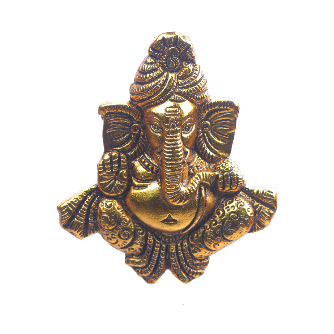 Devnidhii Ganesh Ji Ashirwad Mudra Wall Hanging in Gold Polish