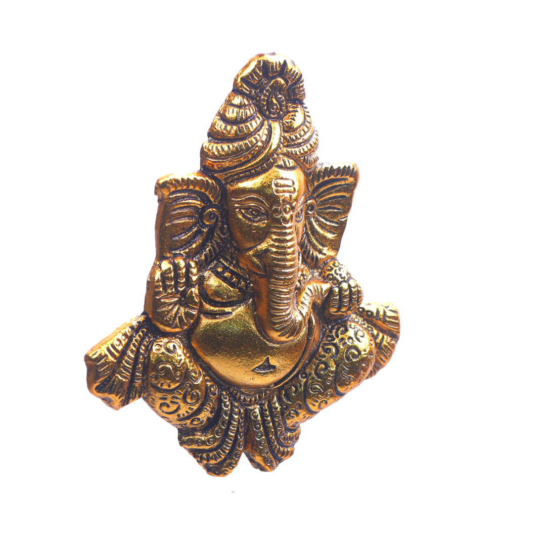 Devnidhii Ganesh Ji Ashirwad Mudra Wall Hanging in Gold Polish