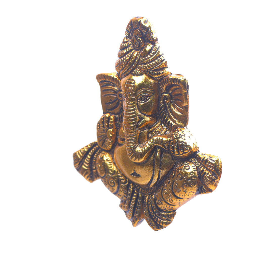 Devnidhii Ganesh Ji Ashirwad Mudra Wall Hanging in Gold Polish