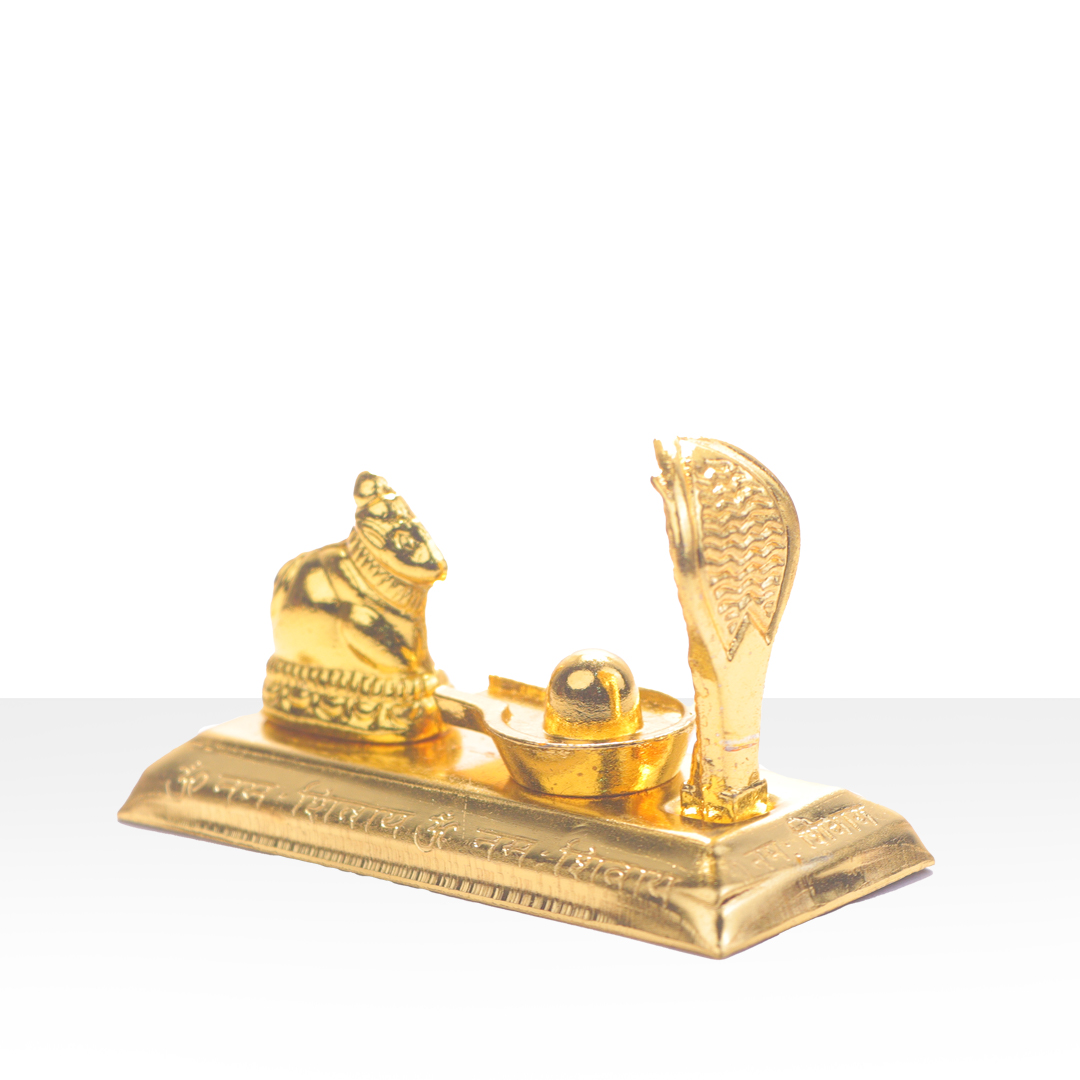 Devnidhii Shivling with Vasuki Snake in Gold Polish