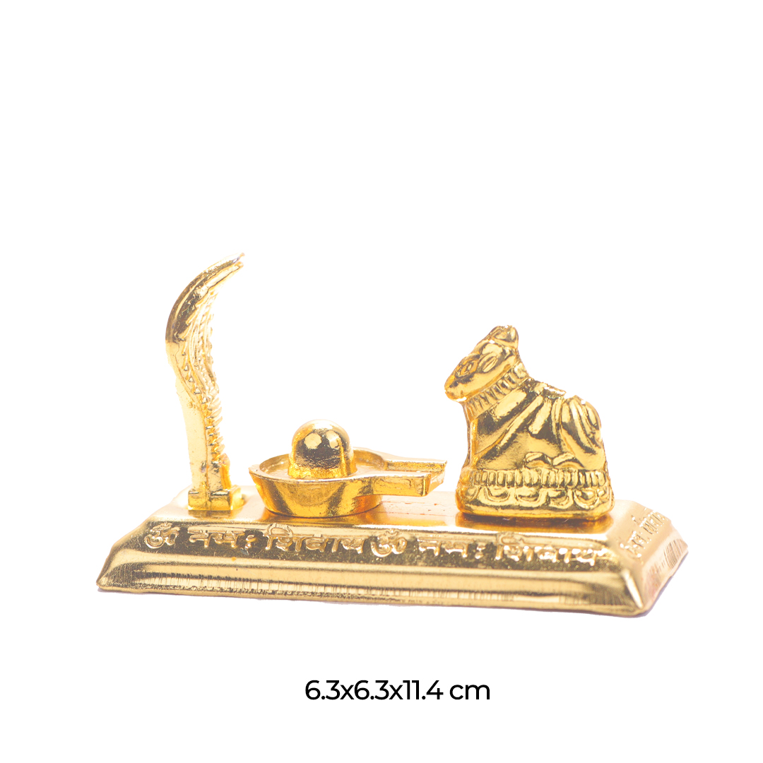Devnidhii Shivling with Vasuki Snake in Gold Polish