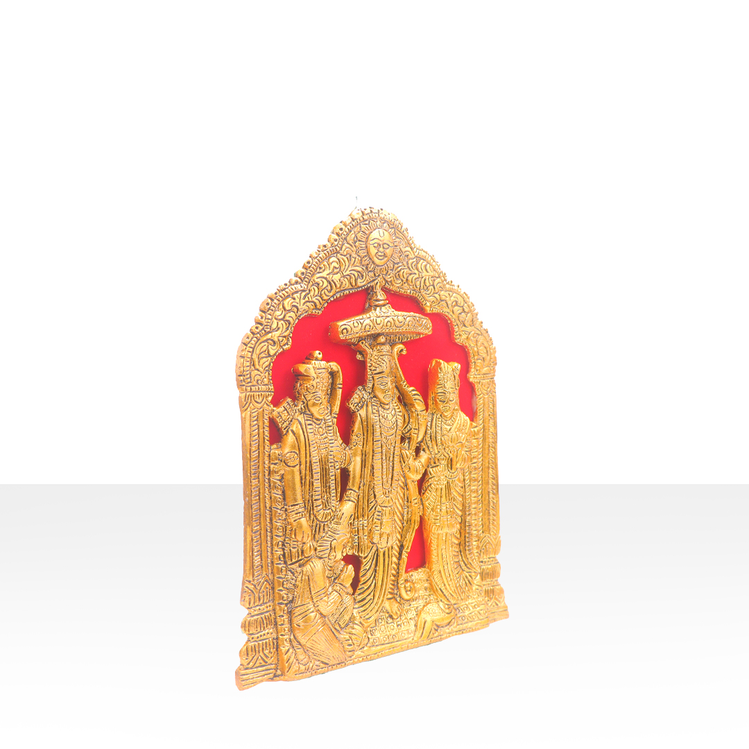Devnidhii Ram Darbar in Gold Polish Wall Hanging