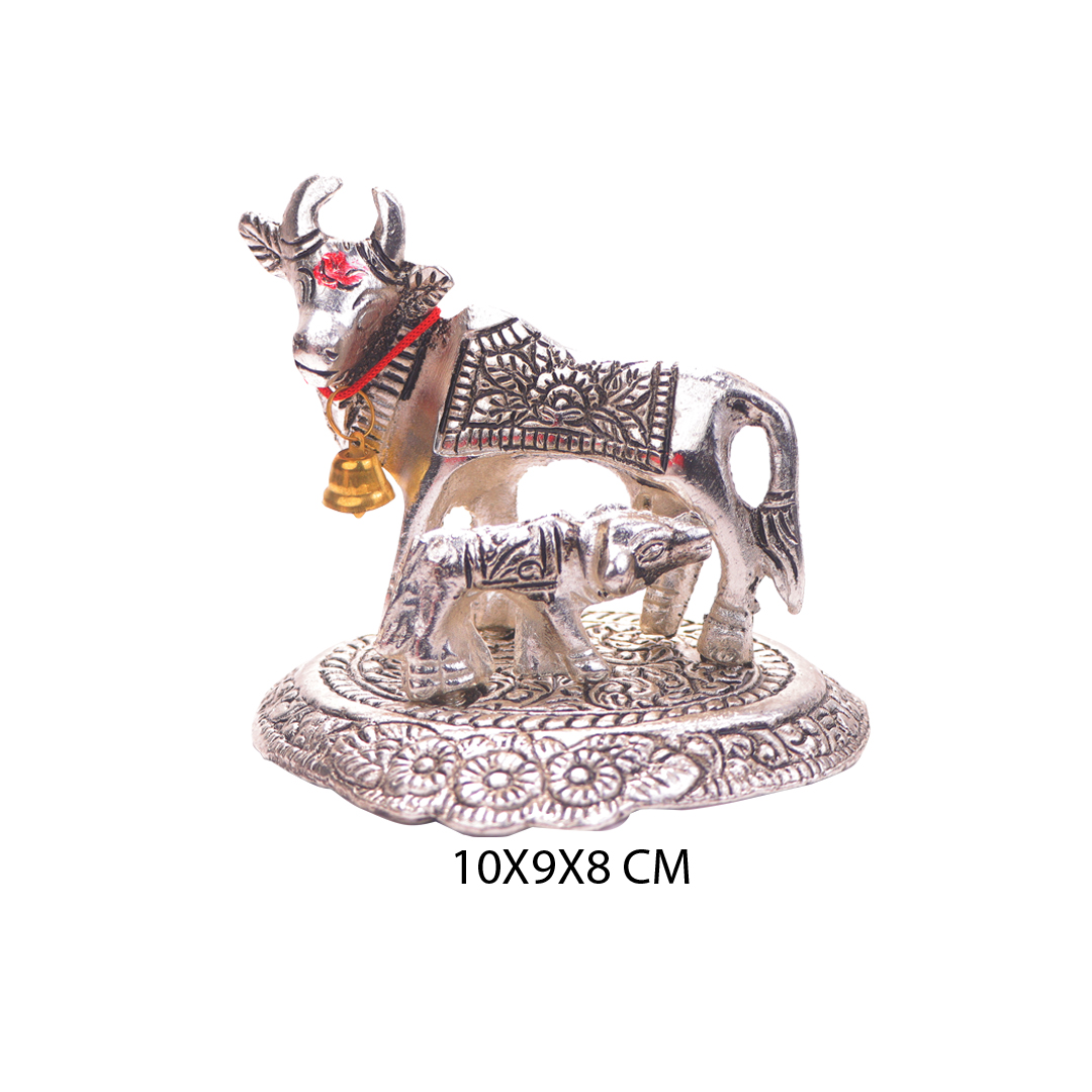 Devnidhii Kamdhenu Silver Plated in Small Size