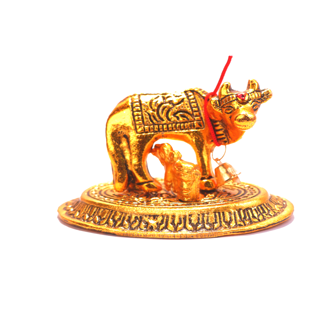 Devnidhii Kamdhenu in Gold Polish in Small Size