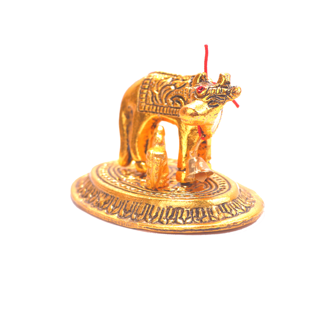 Devnidhii Kamdhenu in Gold Polish in Small Size