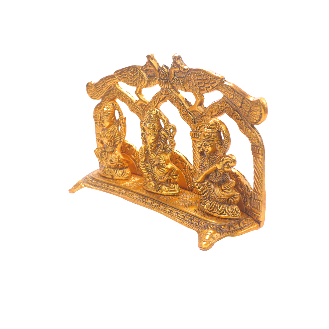 Devnidhii Laxmi Ganesh Saraswati Idol in Gold Polish